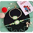 ascension Couple Rakhi for Bhaiya Bhabhi Rakhi for Raksha Bandhan Bhai Bhabhi Rakhi Set Couple Floral Rakhi with You are My Hero Fridge Magnet & Roli Tilak