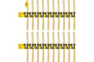 HOWLERS 25cm Pack of 20 Natural Rawhide Dog Chew Cigars | Rawhide Dog Chews Made From 100% Natura Hide | Dog Chews Long Lasting Natural Ingredients