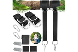 CECOMBINE Schaukel Befestigung, Hängematte Befestigung Aufhängung Hängesessel Befestigungsset Schaukel Aufhängung Gurt Kit mit 2 Karabinern Max 500kgs aus, 2 Baumschutz Polster, Aufbewahrungstasche (1.5M)