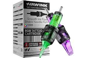 HAWINK Kit med 50 tatueringsnålar för tatueringsmaskin | Round Liner and Round Magnum #12 Standard nålpatroner 3RL, 5RL, 7RL