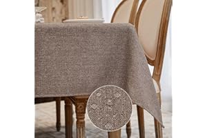 WAITER TREE Tovaglia Rettangolare Tovaglia Impermeabile per Cucina Ristorante in Finto Lino (Beige Marrone, 120x160cm)