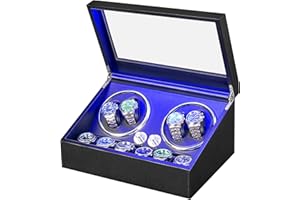 ANWBROAD Mabuchi JWW002F Caricatore per orologi, 4 caricatori per orologi + 6 slot di memoria aggiuntivi, girante, caricatore automatico, 4 modalità con caricatore automatico Mabuchi super silenzioso