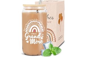 VivaJoy Cadeau Grand Mere – Cadeau Fete des Grand Mere, Cadeaux Mamie Anniversaire, Tasses à Café Glacé avec Couvercle et Paille, Cadeaux Fête des Mamies et Fête des Mères de Part des Petits-Enfants
