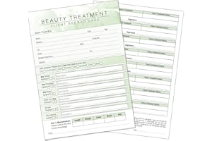 MINERVA PRINT Carte de dossier client de beauté - Formulaire de consultation de traitement pour les thérapeutes mobiles et les salons A6 (Portrait)