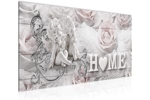 Runa Art Cuadro Decorativo Madera en Home 1 Parte Moderno Cuadro Lienzo no Tejido para Sala Ángel Rosa gris 026112b