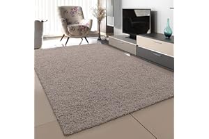 SANAT Teppich Wohnzimmer - Beige Hochflor Langflor Teppiche Modern, Größe: 60x110 cm