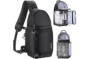 K&F CONCEPT Kamera-Umhängetasche, wasserdichte Kamera-Reisetasche, Foto-Rucksack, Kamera-Umhängetasche mit Regenschutz, Schwarz