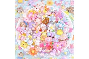 INTEDESIGN 50PCS Pink Slime Charms Cute Set Flatback Beads Making Kit Mixed Candy Sweets Resin Random Kawaii Candy Resin Ornaments for DIY Craft Scrapbooking Decoration Assorted Colors and Shapes (Style2)