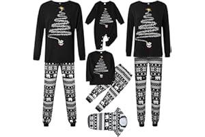 PVUCPOT Weihnachts Pyjama Familie Set, Lustige weihnachtspyjama Familie Set mit Hirsch Motiv, Langarm Weihnachts Pyjama Family Set Winter Schlafanzug, Schlafanzug Weihnachten für Damen Herren Kinder Herren