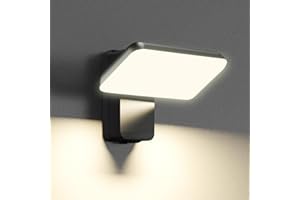 brightower Außenlampe, LED Wandleuchte Aussen, Wasserdicht IP65 aussenlampe wand, Wandleuchte Innen/Außen mit Schwenkbar LED Panel, Warmweiß 3000K Außenwandleuchte für Garten Terrasse,dunkelgrau