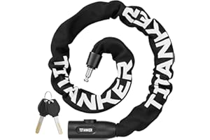 Titanker Bike Chain Lock, Heavy Duty Bicycle Locks, High Security Cycling Locks with 2 Keys, Anti-Theft Lock Chain for Bike Motorcycle, Bicycle, Door, Gate, Fence, Grill (920mm x 6mm)