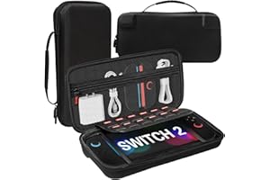 Teyomi Custodia compatibile con Nintendo Switch 2 2025, Custodia rigida protettiva con 12 slot per schede di gioco, Custodia da viaggio portatile per console Nintendo Switch 2 e accessori (Nylon Nero)