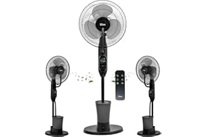 ZILAN 3in1 Standventilator mit Wasserkühlung sehr leise - Mobile Klimaanlage ohne Abluftschlauch -Verdunstungskühler Aircooler Turmventilator mit Fernbedienung Luftreiniger Timer Tower Fan (Vader Black)