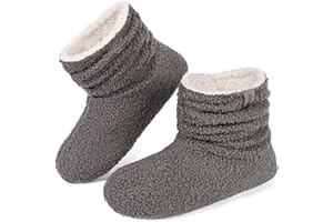 LongBay Women's Warm Fluffy Bootie Slippers Winter Soft Memory Foam House Shoes for Indoor Outdoor