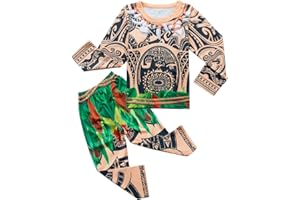 AmzBarley Hawaiian Costume Kids Boys Tattoo Fancy Dress Halloween World Book Day Party Dressing up Clothes Long Sleeve PJS Pyjamas Outfits