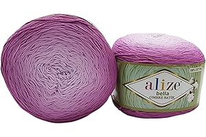 ILKADIM EXPORT Alize Bella Batik Ombre Ovillo de lana para tejer, 2 ovillos de 250 g, degradado, 500 g, 100 % algodón, lana degradada (rosa 7429)