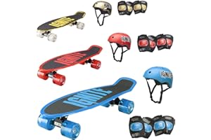 TANGO INNOVATIONS Penny Board Skateboard For Kids Ages 4-6 & 6-12 | Complete Kids Mini Cruiser Set | Includes Helmet, Knee & Elbow Pads | Girls & Boys Skateboard | Adult & Teen Skateboard