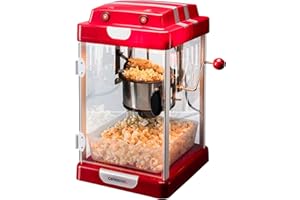 ‎CELEXON celexon CinePop CP1000 Retro Kino Popcornmaschine | echter Edelstahlkessel & richtiges Rührwerk | Zubereitung mit Öl, Butter, Sirup, Zucker, Salz oder anderen Zutaten