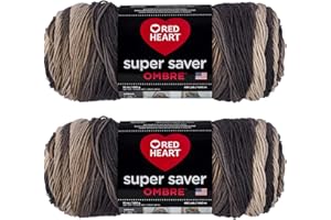 Red Heart Super Saver Jumbo Hickory Ombre Yarn - 2 Pack of 283g/10oz - Acrylic - 4 Medium (Worsted) - 482 Yards - Knitting/Crochet
