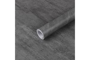 Hode Grey Vinyl Wrap 40X300cm, Dark Grey Sticky Back Plastic, Vinyl Covering for Worktop Kitchen, Matt Concrete Effect Self Adhesive Wallpaper Shelf Cupboard Furniture