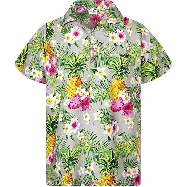 Camisa Hawaiana Pacific Legend - 100% Algodón, Manga Corta, Estampado Floral Azul Claro, Tallas S A 4XL