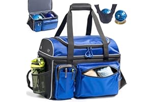 VIGEGARI Doppellagige Bowlingballtasche für Einzelball – Bowlingball-Tragetasche mit gepolstertem Ballhalter mit Mikrofaser-Bowlingball & Spinner/Bowlingball-Becher – passend für Bowlingschuhe, Bowlingzubehör