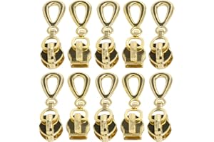 Aerzetix - C62948 - Set di 10 cursori N°5 Non bloccabile per Cerniera Lampo a Spirale con tiretto Decorativo - Colore Dorato - in Metallo - Gonna Vestito pelletteria Confezione Jeans