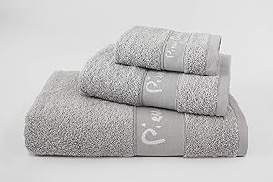 Pierre Cardin - Juego de 3 Toallas PC Logo - Tocador, Lavabo y Ducha - Gris Perla