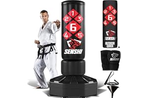 Senshi Japan 6ft Free Standing Punch Bag 𝟮𝟬𝟮𝟰 𝗪𝗜𝗡𝗡𝗘𝗥, 150KG (Filled) Kit Bundle Kickboxing Muay Thai MMA Heavy Pedestal Bag Floor Standing