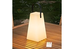 ‎MALUX MALUX Led Tischlampe für Außen mit Fernbedienung Warmweiß 8 Farben Tischlampen Dimmbar Akku Outdoor Lampe Wasserdicht IP54 Ideales Dekor für Ihr Haus und Garten Terrasse Hotel Esstisch (Quadrat)