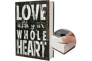 PACOLO Cassaforte diversiva a forma di libro in vera carta, con codice di blocco/chiave, cassaforte a forma di libro sfogliabile (combinazione, Love)