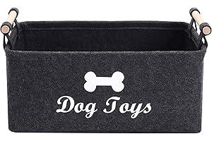 Morezi - Cestino portaoggetti in feltro per animali domestici, ideale per organizzare giocattoli, coperte, guinzagli, gilet e cappotti, colore: Grigio scuro