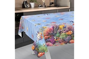 ANRO Obrus ceratowy, zmywalny, obrus ogrodowy, cerata do użytku wewnątrz i na zewnątrz, 200 x 140 cm, krawędź cięcia akwarium