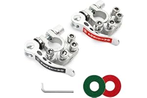 LotFancy 2 Pezzi Connettori Terminali Batteria Morsetti della Batteria, Terminale Batteria Auto Scollegato a Sgancio Rapido, Negativo Positivo per SAE/JIS Type A Posts