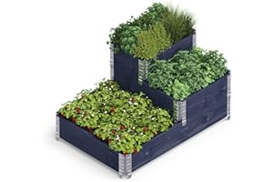 Upyard Stepped Bed - modernes Hochbeet aus Palettenrahmen - modulares, mehrstufiges Hochbeet aus Naturholz für Garten und Terrasse, 120x80x58,5, Schwarz