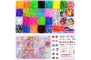 Evance Loom Bands Bracciali Elastici + Fai da te Perline Set, Braccialetto fai da te per bambini, Collane di perle, fabbricazione di gioielli artistici artigiani, giocattoli per bambini (gioielli e