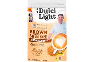 Dulcilight Brunt Sötningsmedel Zero 200g Smak av Farinsocker och Rörsocker | Smak av brunt socker | 200 g söter som 2 kg socker