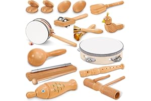 Jojoin Instrumentos Musicales de Madera Niños-20 Pcs Natural Instrumentos Percusión Muchos Tipos de Juguete-Desarrollo Educativo Juguetes Musicales para Bebé de 3 4 5 Años - Regali di Pasqua