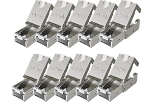 RedStar24 Connecteur RJ45 sans Outil Cat 6a Fiche Mâle Réseau 10Gbit/s Fiche à Sertir Blindée avec Connexion LSA pour câble ethernet Cat 7 Cat6a Cat6 8 pôles Plug | 10 pièces