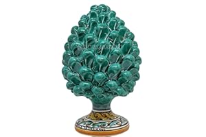 sicilia bedda - Pigna Siciliana con Piede Decorato - Modello Maioliche - Ceramica di Caltagirone (Altezza 22 x 13, Verde)