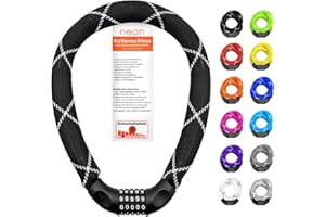 nean Fahrradschloss mit Zahlen, hohe Sicherheit und extrem robuste Gewebeummantelung, Fahrrad-Ketten-Schloss, Zahlen-Code-Kom