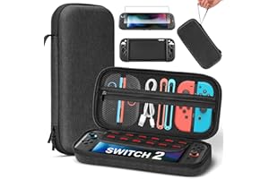 ZRZLMVP Carry Case for 2025 Switch 2 - Protective Hard Shell Travel Carrying Case with Screen Protector & Silicon Protective Cover, Slim Case Pouch for Switch 2 Console and Accessories, Black