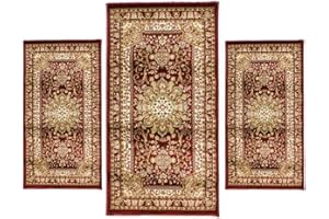CARILLO Set Parure Tappeto + Scendiletto 3 pz Tappeti Obama art. Artemis P482 BORDEAUX