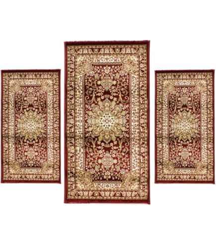 Parure Scendiletto 3 Pezzi Garden - Tappeto Camera Da Letto, Pelo Rasato, Design Fiore