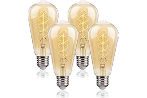FLSNT Dimmerabile Lampadina LED Edison E27, ST58 Vintage Stile Filamento LED a spirale ultrasottile Decorativo Lampadine, 4W(equivalente 40W), 2200K, Vetro Ambrato, Confezione da 4