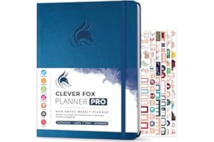 Clever Fox Planner PRO - Planner Settimanale/Mensile. Per aumento della tua produttività, Gestione del Tempo e raggiungere i tuoi obiettivi - Organizer, dura 1 anno - A4, Senza Data - Blu Mistico