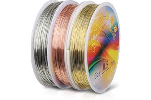 Hyber&Cara Schmuckdraht, 60m x 0,5 mm Basteldraht, Silber/Gold/Roségold Kupferdraht für Basteln und Schmuckherstellung