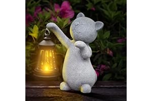 RICHIE Cat Statue Solar Garden Ornaments Outdoor, Waterproof Garden Statue Figurine Sculpture Funny Home Lawn Decor Cat Accessories, Birthday Fairy Gift for Mom Grandma Women