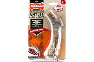 Nylabone Extreme Tough Dog Chew Toy Antler Alternative, Mess-Free, Venison Flavour, Large, for Dogs Upto 23 kg