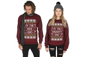 SANFRAN CLOTHING Sanfran - I'm The Nice/Naughty One Matching Christmas Top Xmas Ugly BFF Jumper Sweater